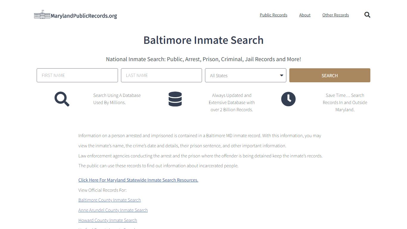 Baltimore Inmate Search - BPD Current & Past Jail Records